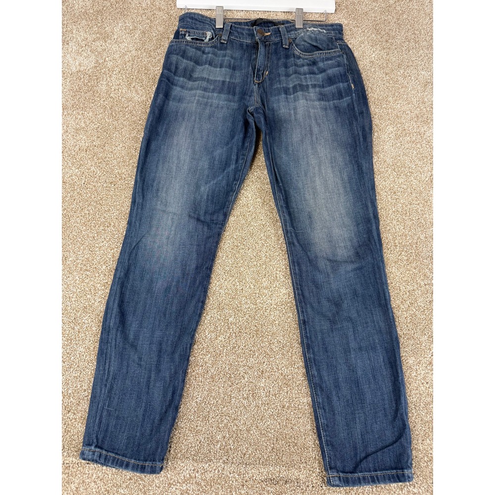 Joes Jeans The High Water Straight Leg Blue Distressed Denim W28 Medium Wash